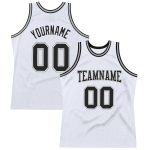 Custom Authentic Basketball Jersey with Personalized Name and Number - White Black Gray Throwback Style Personalized White