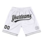 Personalized Basketball Shorts - Authentic Throwback in White and Black-Gray Personalized White Black-Gray Authentic Throwback