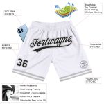 Personalized Basketball Shorts - Authentic Throwback in White and Black-Gray Personalized White Black-Gray Authentic Throwback