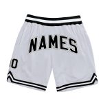 Custom Basketball Shorts with Team Name and Number - Personalized Black and Gray Authentic Throwback Design Personalized