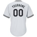 Custom Name and Number Baseball Jersey Shirt - Personalized Authentic White and Black Gray Rib-Knit Throwback Personalized