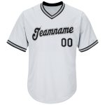 Custom Name and Number Baseball Jersey Shirt - Personalized Authentic White and Black Gray Rib-Knit Throwback Personalized