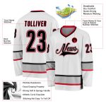 Custom Name and Number Hockey Jersey - Personalized White Black-Gray Team Jersey Personalized White Black-Gray Hockey Jersey