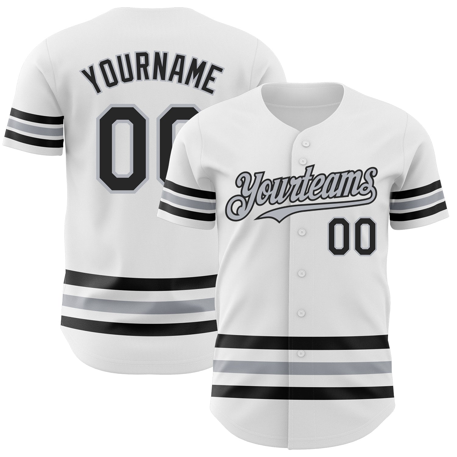 Custom Name and Number Baseball Jersey - Personalized White Black Gray Line Authentic Team Jersey Personalized White Black-Gray