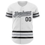Custom Name and Number Baseball Jersey - Personalized White Black Gray Line Authentic Team Jersey Personalized White Black-Gray