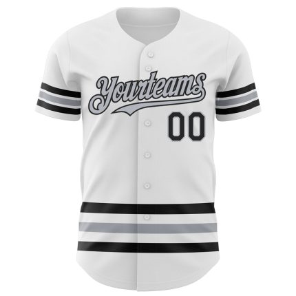 Custom Name and Number Baseball Jersey - Personalized White Black Gray Line Authentic Team Jersey Personalized White Black-Gray