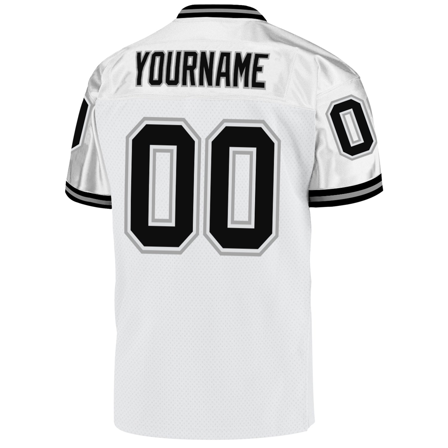 Personalized White Black-Gray Mesh Authentic Throwback Football Jersey Team Custom Name and Number Custom Name and Number Authentic Throwback Football Jersey - Personalized White Black Gray Mesh Team Jersey Personalized - Image 3
