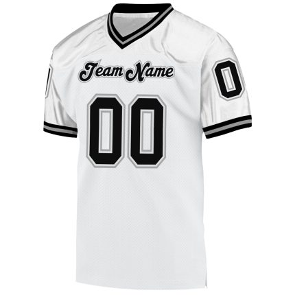 Custom Name and Number Authentic Throwback Football Jersey - Personalized White Black Gray Mesh Team Jersey Personalized