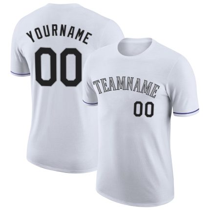 Personalized Performance T-Shirt in White Black-Gray - Customizable Athletic Wear Personalized White Black-Gray Performance