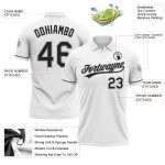 Custom Performance Vapor Golf Polo Shirt - Personalized White Black-Gray with Team Name and Number Personalized White Black-Gray