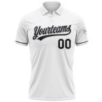 Custom Performance Vapor Golf Polo Shirt - Personalized White Black-Gray with Team Name and Number Personalized White Black-Gray
