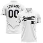 Custom Performance Vapor Golf Polo Shirt - Personalized White Black-Gray with Team Name and Number Personalized White Black-Gray