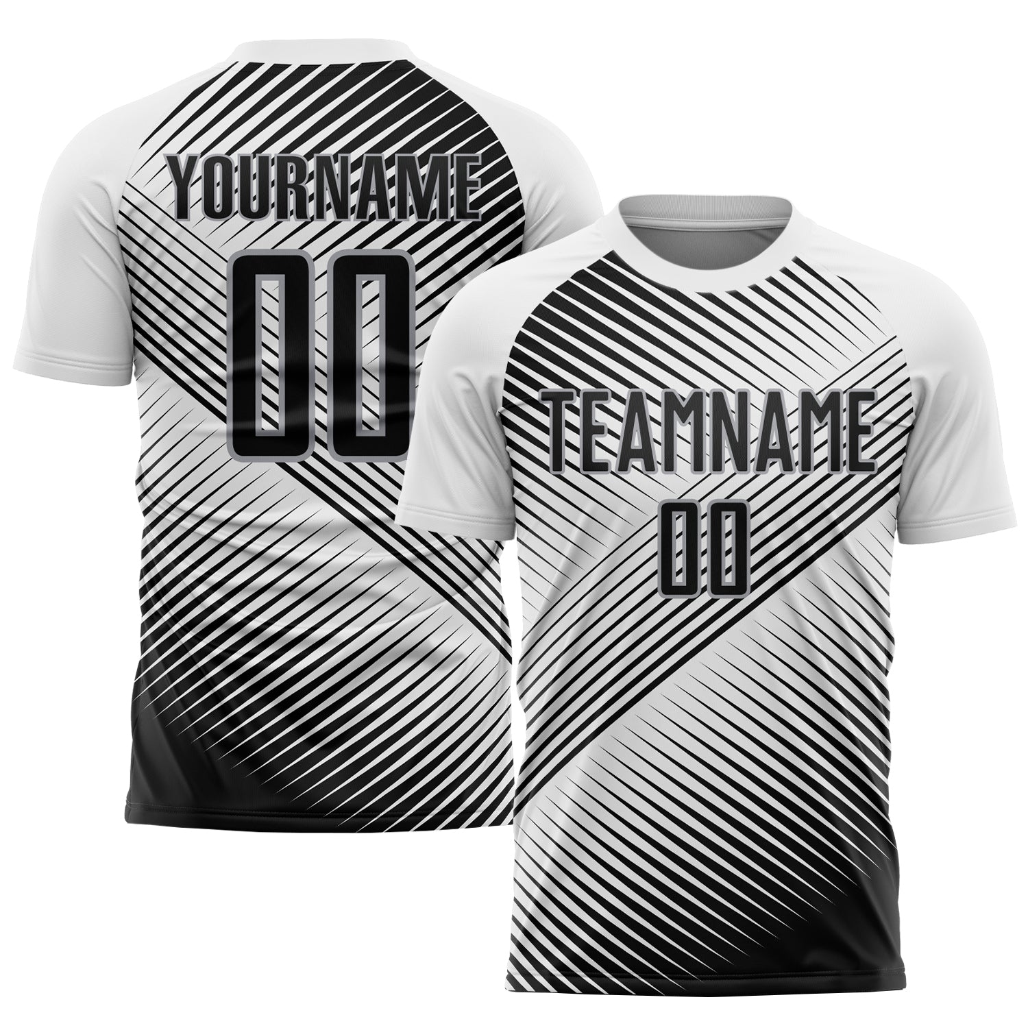 Custom Name and Number Personalized Soccer Uniform Jersey - White Black-Gray Sublimation Team Apparel Personalized White
