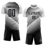Custom Name and Number Personalized Soccer Uniform Jersey - White Black-Gray Sublimation Team Apparel Personalized White