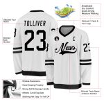 Custom Name and Number Hockey Jersey - Personalized White and Black Team Jersey Personalized White Black Hockey Jersey Team
