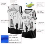 Custom Name Number Basketball Jersey Travel Monuments Silhouette Black White Holiday Edition Authentic City Team Personalized