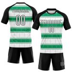Custom Name and Number Volleyball Uniform Jersey - Personalized Abstract Shape in White, Black, and Kelly Green Personalized