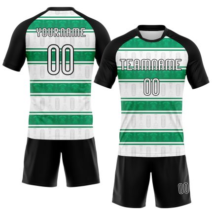 Custom Name and Number Volleyball Uniform Jersey - Personalized Abstract Shape in White, Black, and Kelly Green Personalized