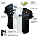 Custom Name and Number Authentic Baseball Jersey - Personalized White Black Light Blue Fashion Team Split Design Personalized