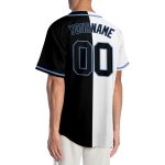 Custom Authentic Baseball Jersey with Personalized Name and Number - White, Black, Light Blue Split Design Personalized White