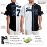 Custom Authentic Baseball Jersey with Personalized Name and Number - White, Black, Light Blue Split Design Personalized White