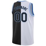 Custom Basketball Jersey - Personalized Authentic Split Design in White, Black & Light Blue with Team Name and Number Personalized