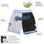 Custom Name Number Authentic Basketball Shorts Split Fashion Black Blue White Personalized White Black-Light Blue Authentic