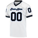 Customizable Authentic Throwback Football Jersey - Personalized White Black-Light Blue Mesh with Team Name & Number Personalized