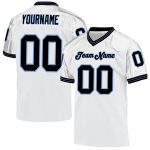 Customizable Authentic Throwback Football Jersey - Personalized White Black-Light Blue Mesh with Team Name & Number Personalized
