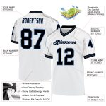 Customizable Authentic Throwback Football Jersey - Personalized White Black-Light Blue Mesh with Team Name & Number Personalized