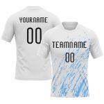 Custom Name Number Sublimation Volleyball Uniform Jersey - Personalized White Black Light Blue Splash Team Apparel Personalized