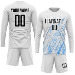 Custom Name Number Soccer Jersey Personalized Sublimation Uniform White Black Light Blue Team 7397 Personalized White Black-Light