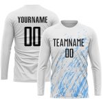 Custom Name Number Soccer Jersey Personalized Sublimation Uniform White Black Light Blue Team 7397 Personalized White Black-Light
