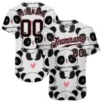 Custom Name and Number Baseball Jersey with 3D Panda Design - Personalized Medium Pink and Black Style Personalized White