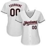 Custom Name and Number Authentic Baseball Jersey - Personalized White Black-Medium Pink Jersey for Your Team Personalized
