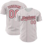 Custom Name and Number Authentic Baseball Jersey, Personalized Black Pink Pinstripe White Silver-Black Design Personalized