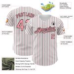 Custom Name and Number Authentic Baseball Jersey, Personalized Black Pink Pinstripe White Silver-Black Design Personalized