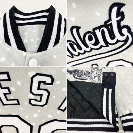 Personalized Merry Christmas 3D Bomber Jacket with Animals in Winter, Custom Name & Number, Full-Snap Varsity Letterman Style