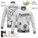 Personalized Merry Christmas 3D Bomber Jacket with Animals in Winter, Custom Name & Number, Full-Snap Varsity Letterman Style