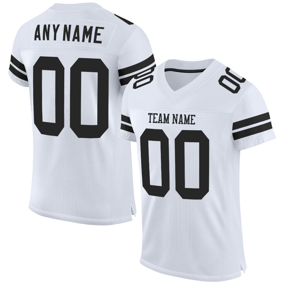 Custom Name and Number Personalized Authentic Football Jersey White Black Mesh Personalized White Black Mesh Authentic Football