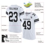 Custom Name and Number Personalized Authentic Football Jersey White Black Mesh Personalized White Black Mesh Authentic Football