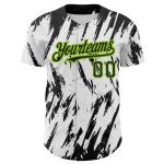 Custom Name and Number 3D Abstract Baseball Jersey in White Black Neon Green Pattern Personalized White Black-Neon Green