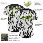 Custom Name and Number 3D Abstract Baseball Jersey in White Black Neon Green Pattern Personalized White Black-Neon Green