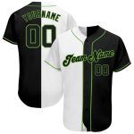 Custom Neon Green Split Baseball Jersey with Personalized Name and Number - White-Black Fashion Team Apparel Personalized