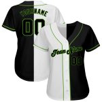 Custom Neon Green Split Baseball Jersey with Personalized Name and Number - White-Black Fashion Team Apparel Personalized