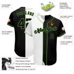 Custom Neon Green Split Baseball Jersey with Personalized Name and Number - White-Black Fashion Team Apparel Personalized