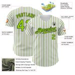 Custom Personalized Neon Green Black Pinstripe Baseball Jersey with Team Name and Number - Authentic Design Personalized