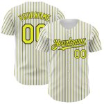 Custom Name and Number Personalized Silver-Black Authentic Baseball Jersey with Black Neon Yellow Pinstripe Personalized