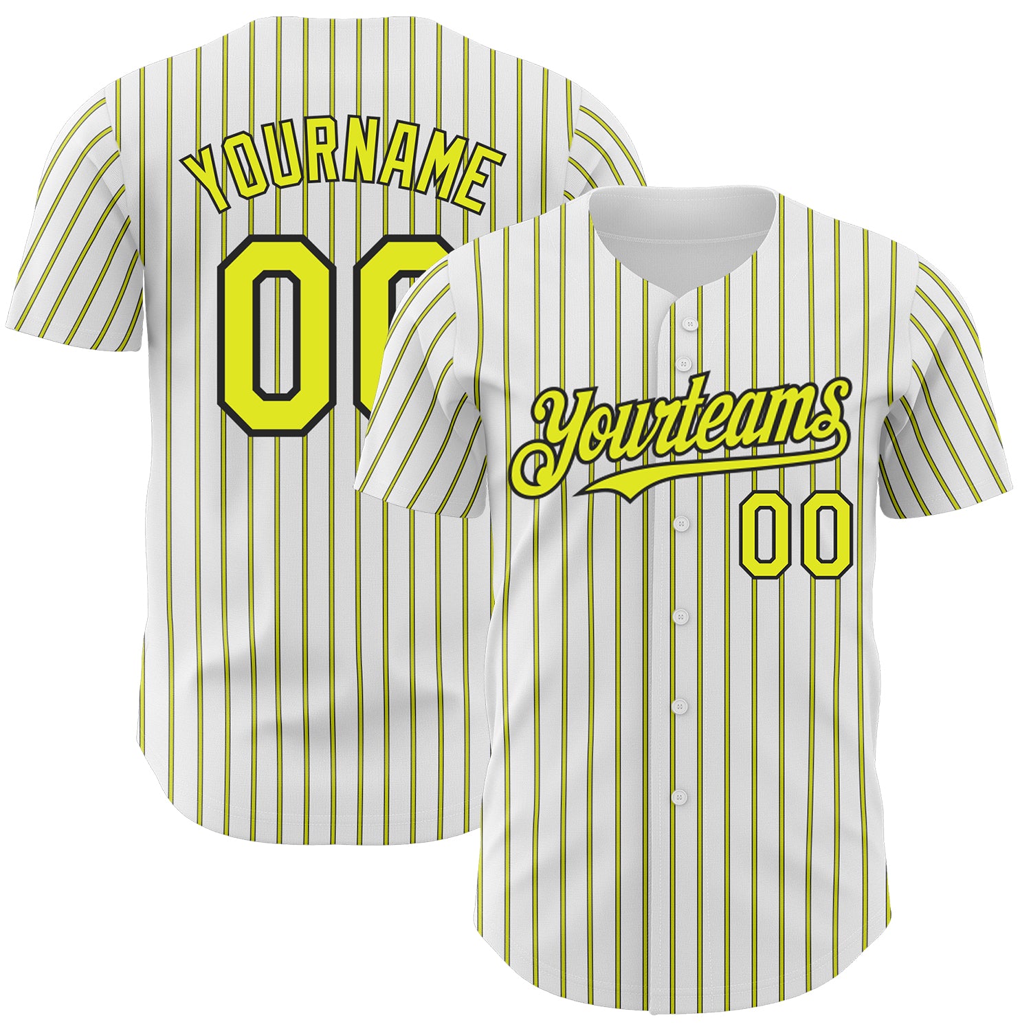 Custom Name and Number Personalized Silver-Black Authentic Baseball Jersey with Black Neon Yellow Pinstripe Personalized