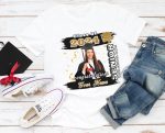 Custom Name and Number 3D Graduation T-Shirt - Personalized Team Shirt in White, Black, and Old Gold Personalized White Black-Old